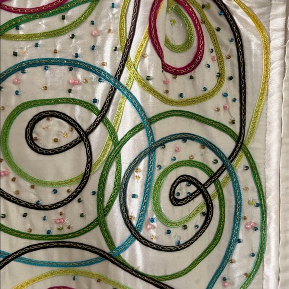 *ANAGE Silk Colorful Swirl Women's Zip Up Jacket Blazer Ribbon Embroidered Retro - Picture 6 of 14